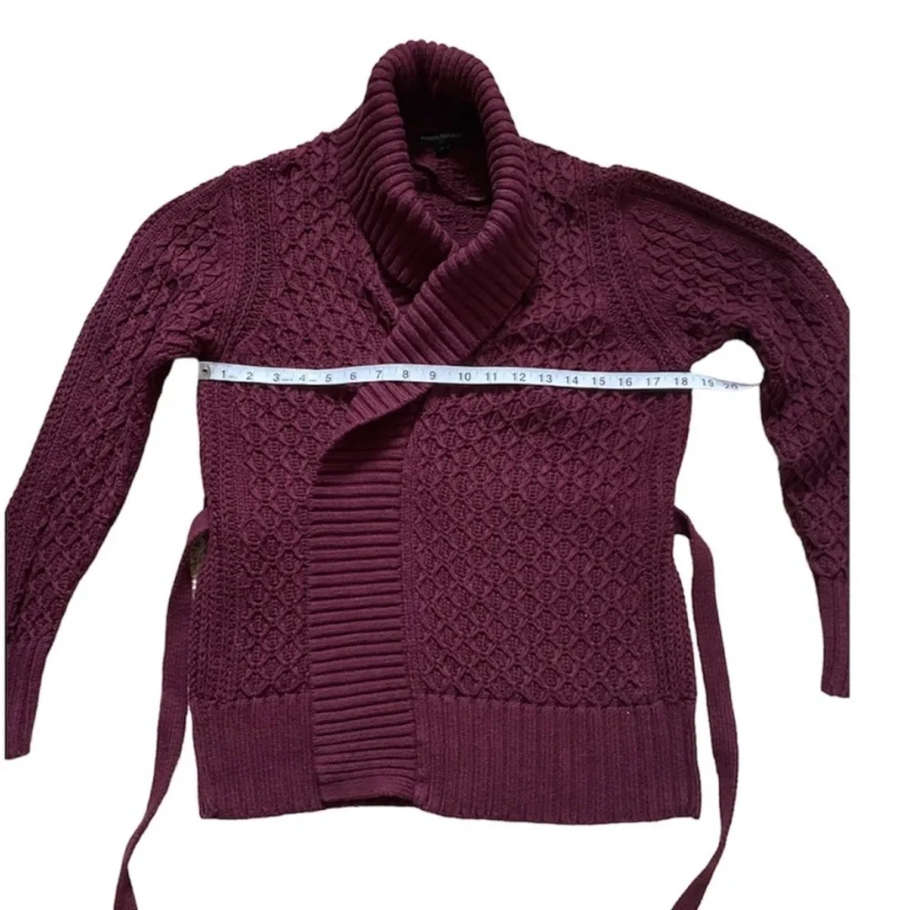 Banana Republic Cotton Shawl Collar Belted Cardigan Sweater S dark maroon red - Picture 7 of 7
